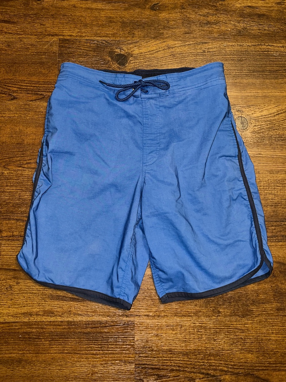 George Blue Men's Swim Trunks Board Shorts Black Trim Drawstring Size 32/34